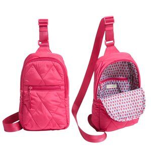 Vera Bradley Peacock Pink Quilted essential Sling Backpack Crossbody